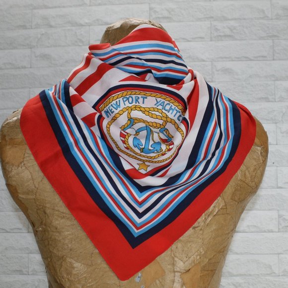 UNBRANDED Scarf New York Yacht Club Patriotic Square Stripe Yacht Rock - Picture 2 of 3